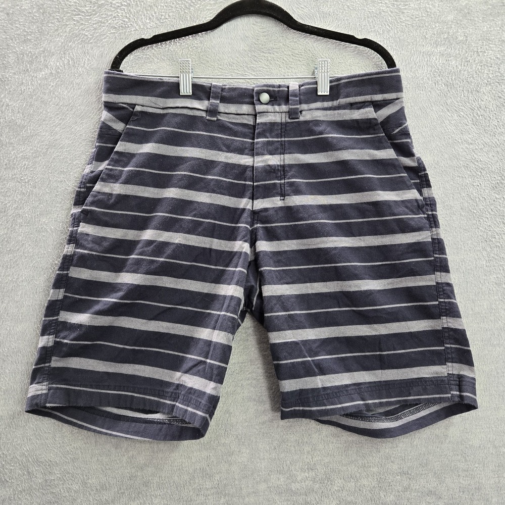 Lululemon Men Shorts 34 Blue Striped‎ Kahuna 2.0 Logo 9" Inseam